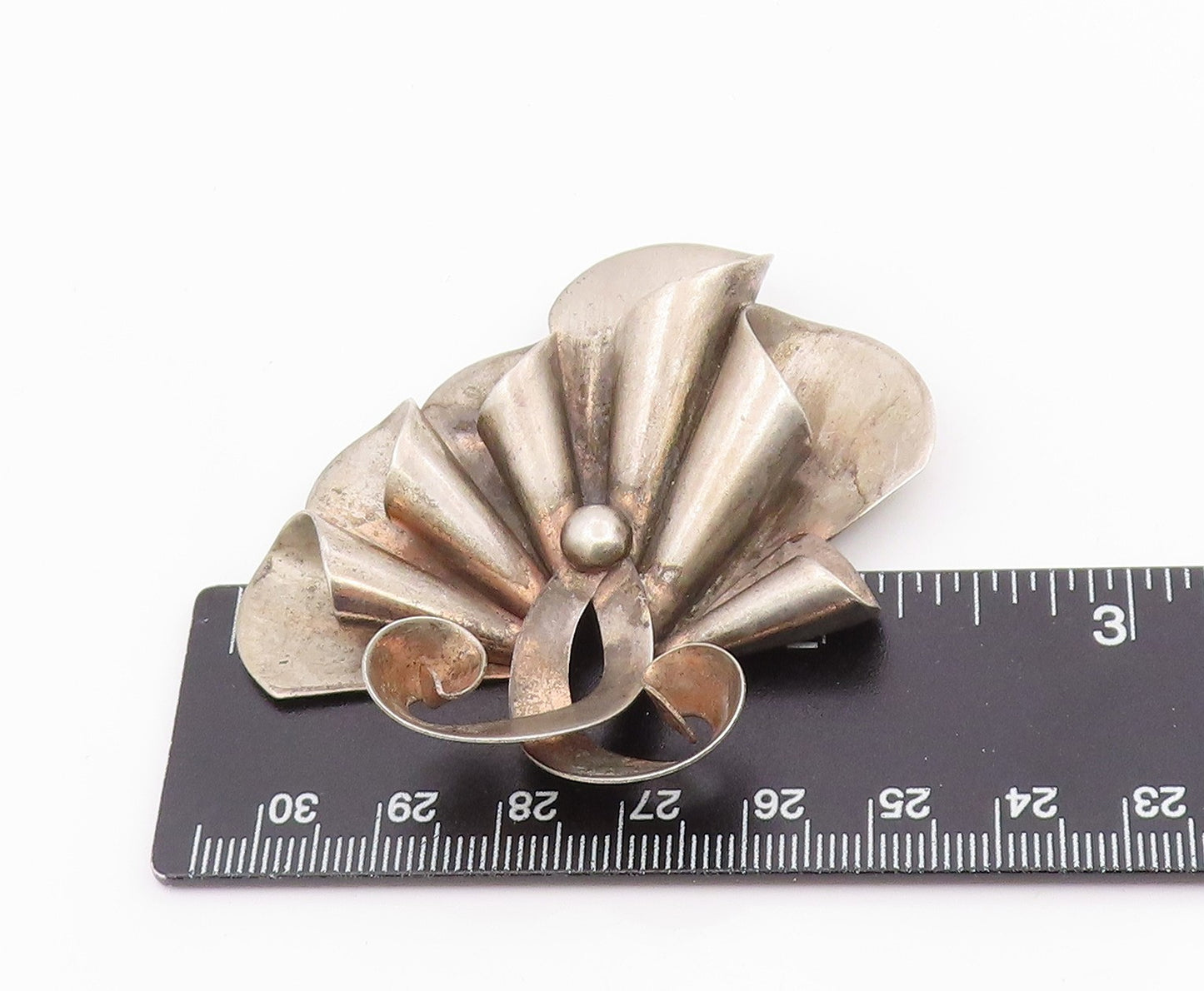 BROOKRAFT 925 Sterling Silver Vintage Modernist Ribbon Swirl Brooch Pin BP6314