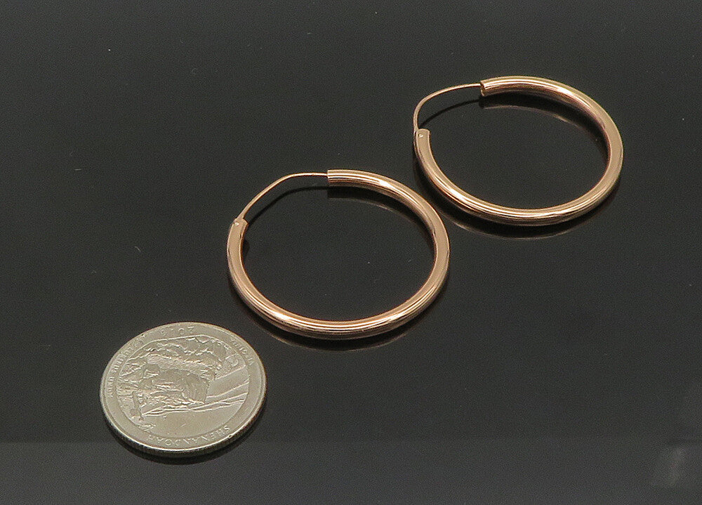 925 Sterling Silver  Vintage Shiny Rose Gold Plated Hoop Earrings  EG10472