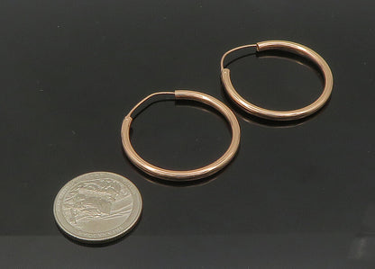 925 Sterling Silver  Vintage Shiny Rose Gold Plated Hoop Earrings  EG10472