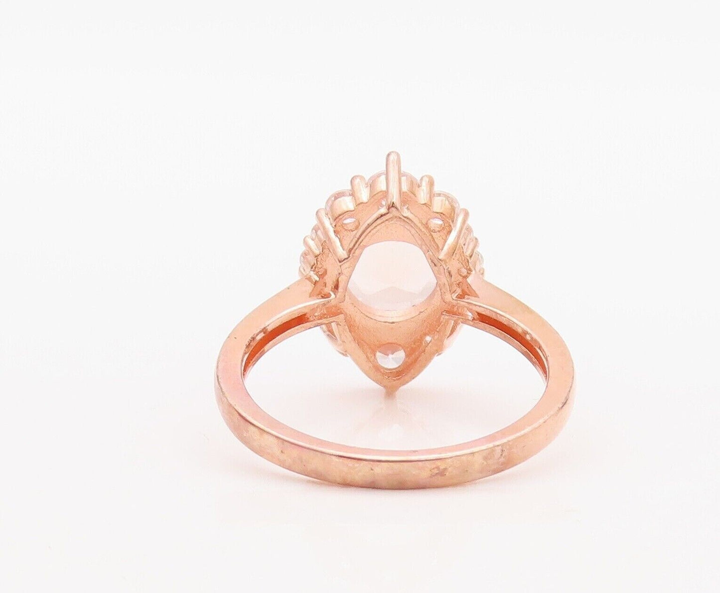 925 Sterling Silver Vintage Ring Rose Gold Plated Morganite & CZ  Sz 7  RG30074