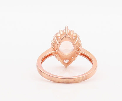 925 Sterling Silver Vintage Ring Rose Gold Plated Morganite & CZ  Sz 7  RG30074