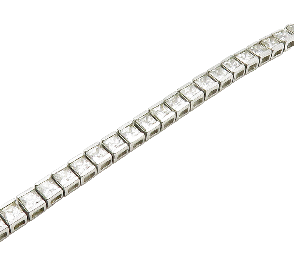 ROSS SIMON 925 Sterling Silver  Cubic Zirconia Boz Link Tennis Bracelet BT6308