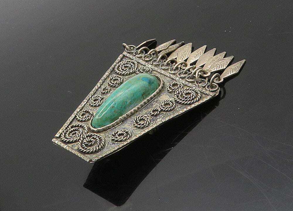 ISRAEL 925 Silver  Vintage Eilat Stone Swirl Twist Pattern Brooch Pin  BP7798