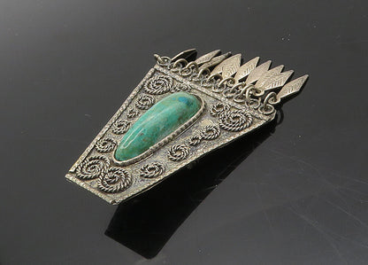 ISRAEL 925 Silver  Vintage Eilat Stone Swirl Twist Pattern Brooch Pin  BP7798