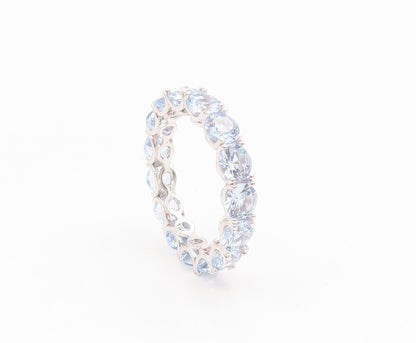 925 Sterling Silver Vintage Ring Round Blue Topaz Eternity Band  Sz 10  RG35007