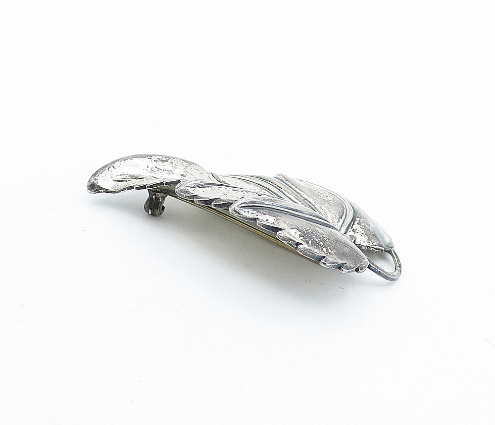DANECRAFT 925 Sterling Silver  Vintage Antique Single Leaf Brooch Pin  BP1196