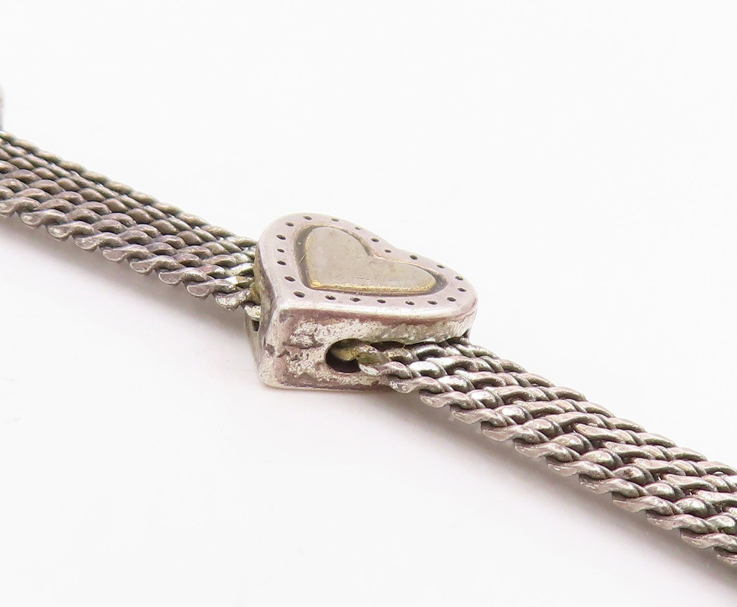 925 Sterling Silver Vintage Bracelet Love Heart Multi Strand Link Chain  BT11504