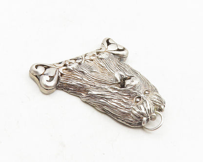 JEZLAINE 925 Sterling Silver  Vintage Dark Tone Dog & Bone Pendant  PT7482