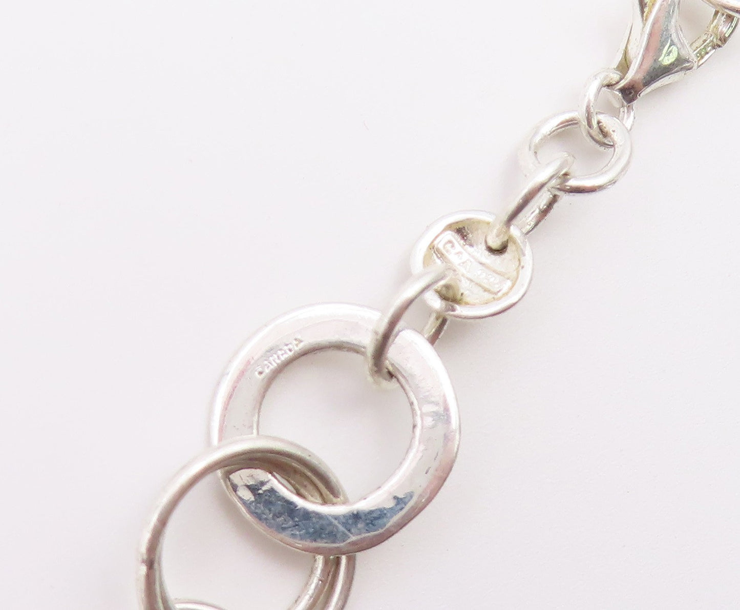 925 Sterling Silver Vintage Necklace Modernist Interlocking Circles Chain NE4942