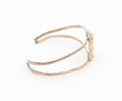 SOUTHWESTERN 925 Silver Vintage Rocky Turquoise Split Cuff Bracelet BT9697