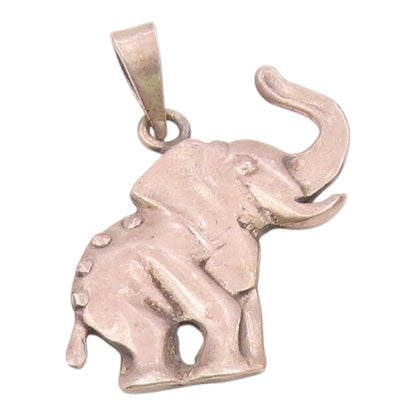 925 Sterling Silver  Vintage Baby Elephant With Trunk Up Pendant  PT21892