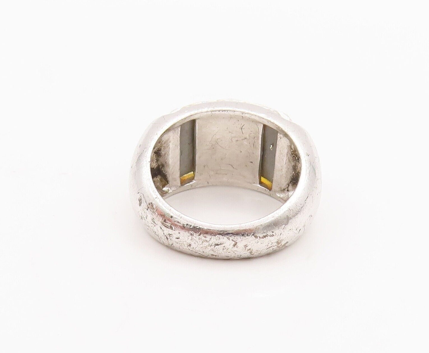 925 Sterling Silver Vintage Ring Solid Domed Glass Effect Gemstone Sz 9  RG28473