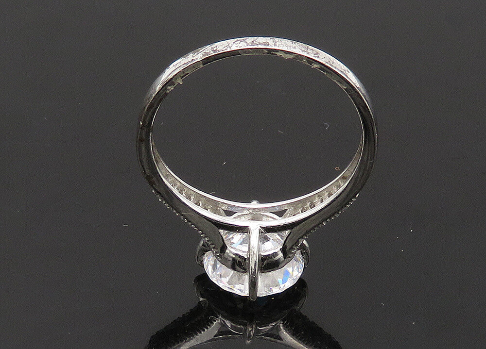 STAUER 925 Silver  Vintage Cubic Zirconia Solitaire Accent Ring Sz 10  RG21094