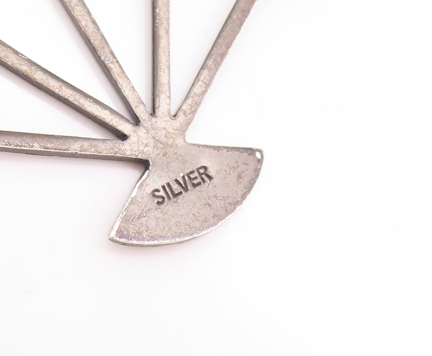 925 Sterling Silver Vintage Brooch Pin 1957 Japan Landscape Etched Fan  BP11090