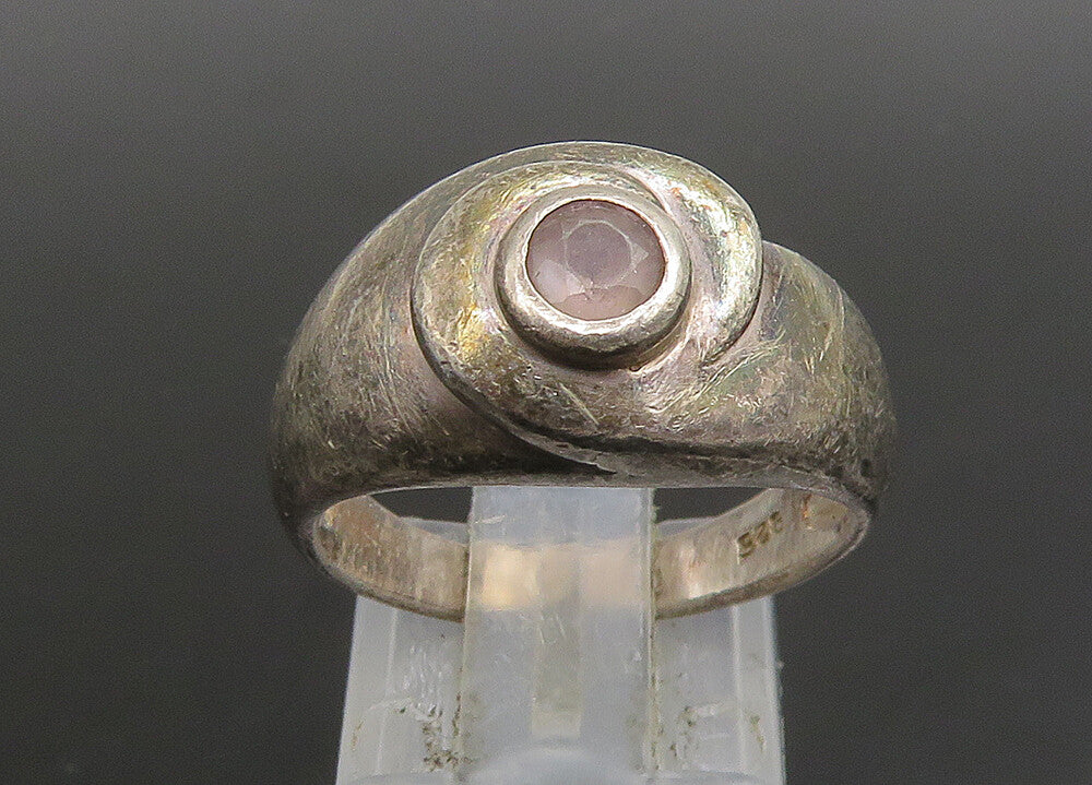 925 Sterling Silver   Vintage Amethyst Dark Tone Smooth Band Ring Sz 6 RG23366