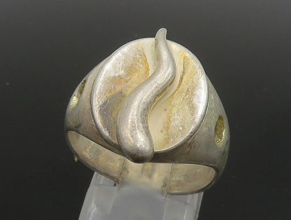 925 Sterling Silver  Vintage Snake Motif Oval Dome Band Ring Sz 9  RG23759