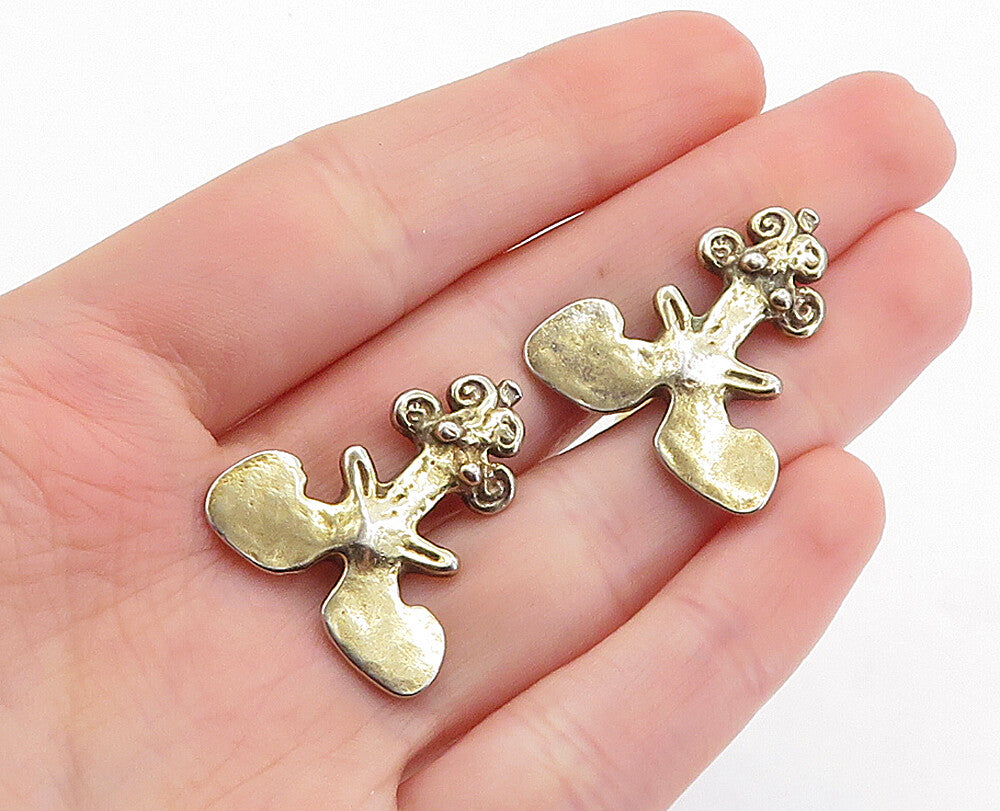 925 Sterling Silver  Vintage Gold Plated Swirl Bullet Back Cufflinks  TR1195