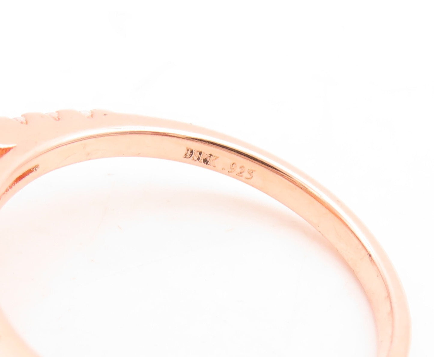 925 Sterling Silver Vintage Ring Rose Gold Plated Morganite & CZ  Sz 6  RG30105