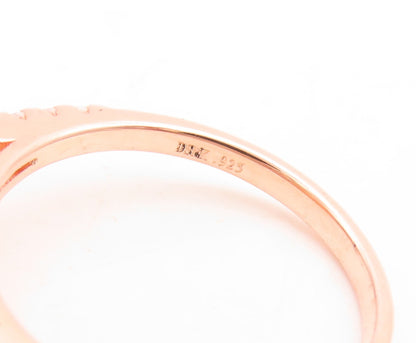 925 Sterling Silver Vintage Ring Rose Gold Plated Morganite & CZ  Sz 6  RG30105