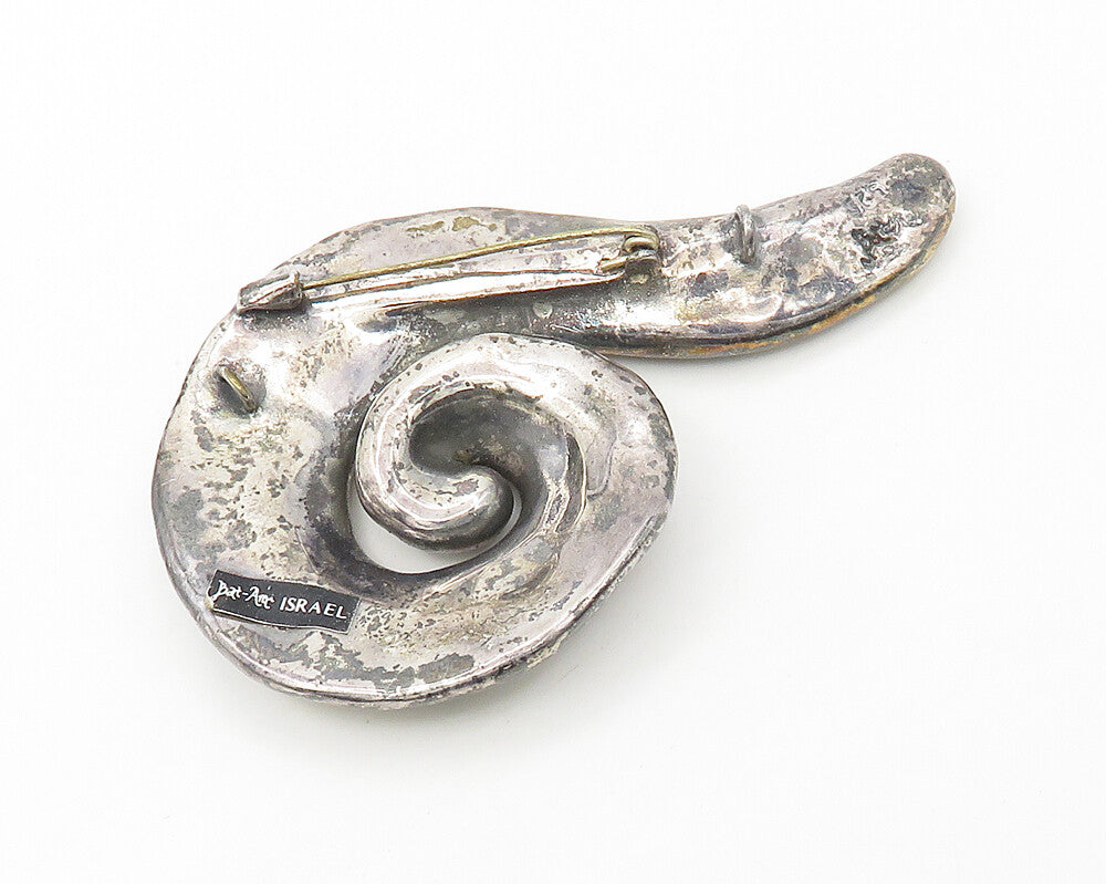 BAT AMI ISRAEL 925 Sterling Silver  Vintage Two Tone Spiral Brooch Pin  BP7023