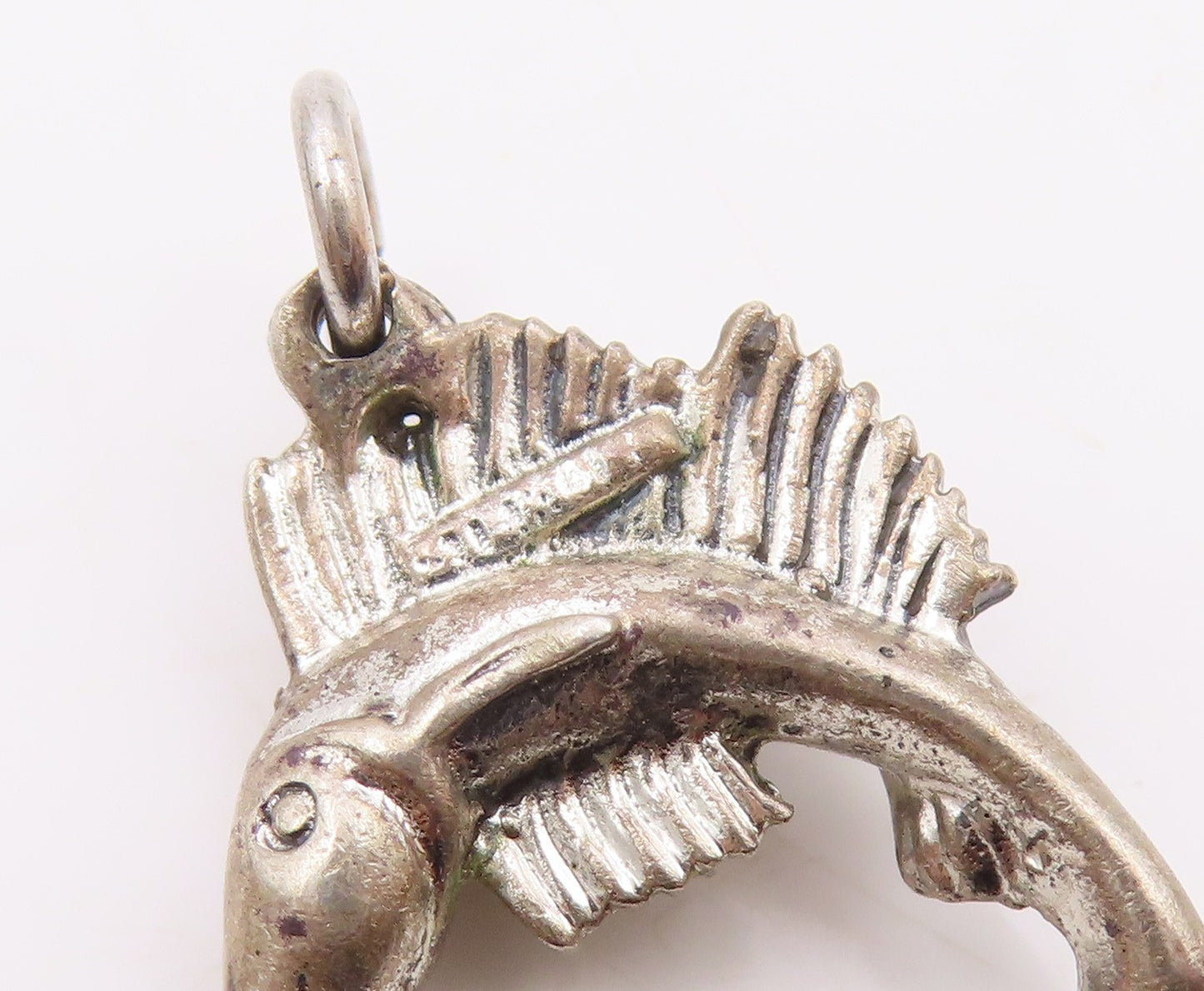 925 Sterling Silver  Vintage Sculpted Sailfish Charm Pendant  PT20905