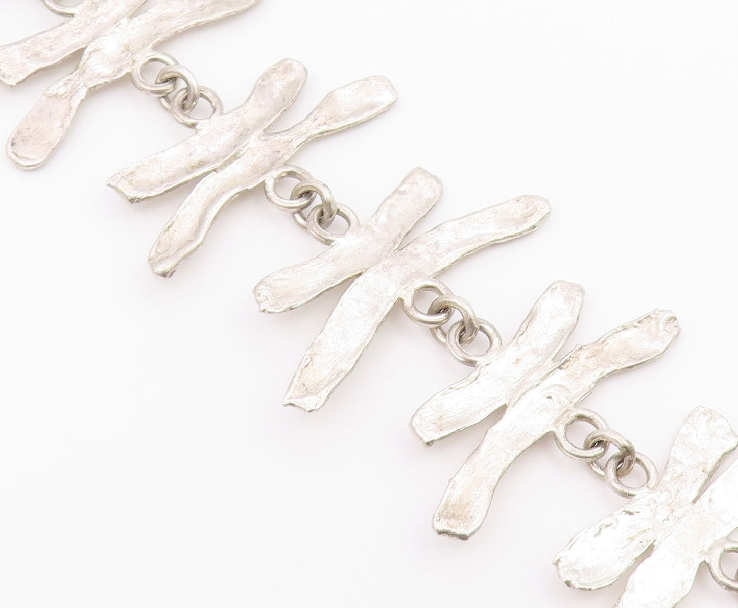 925 Sterling Silver  Vintage Shiny Textured Link Chain Bracelet  BT8921