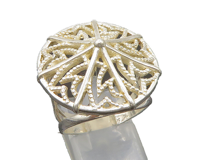 925 Sterling Silver  Vintage Round Cut Out Split Shank Band Ring Sz 8  RG24100