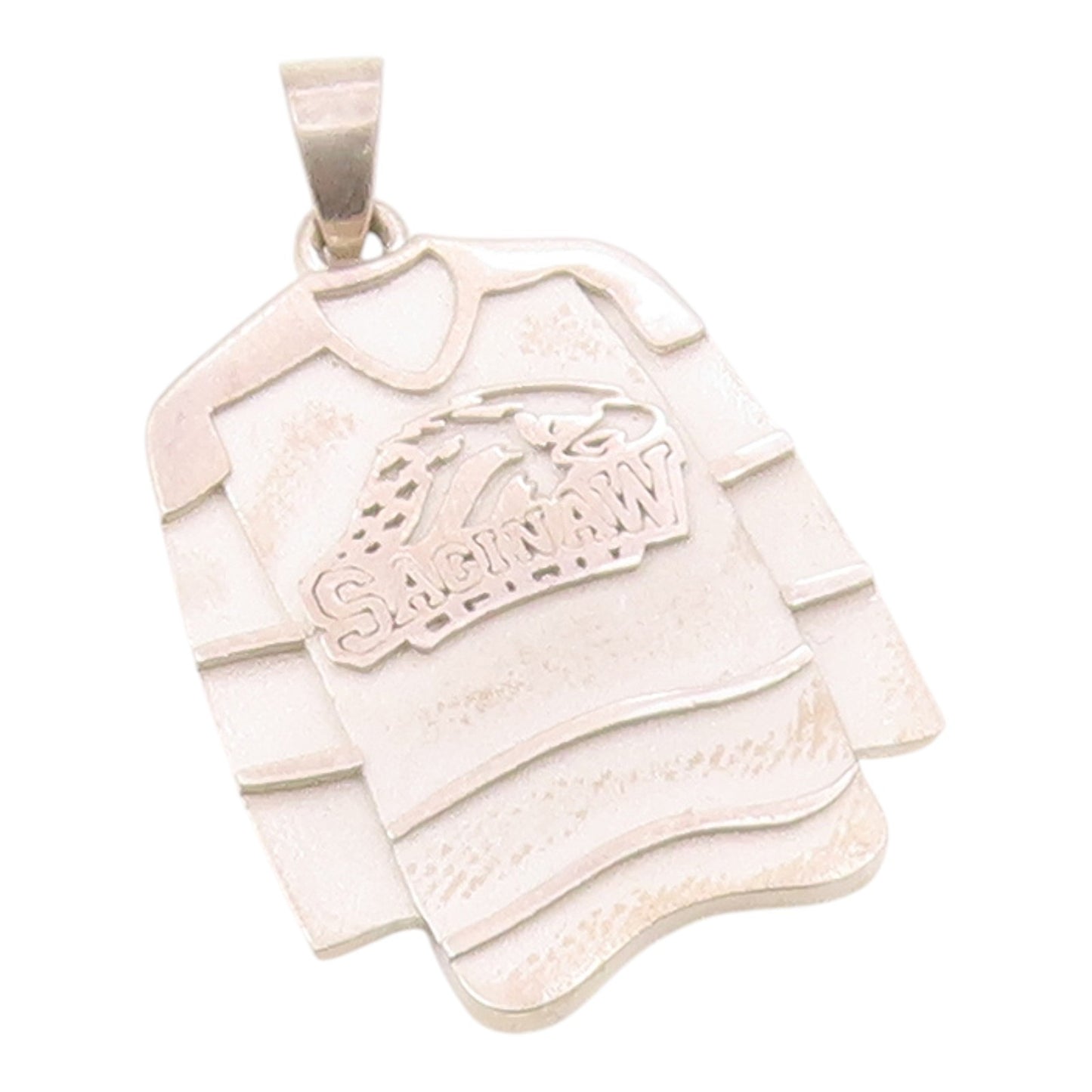 925 Sterling Silver  Vintage Saginaw Ice Hockey 53 Jersey Pendant  PT19251