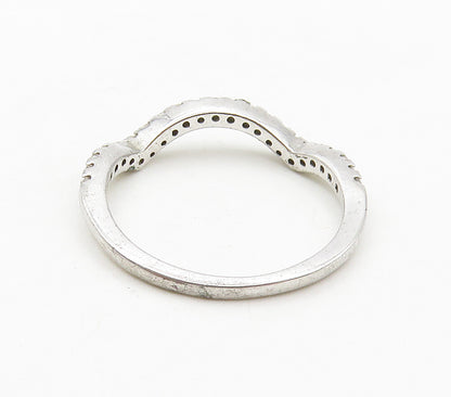 925 Sterling Silver  Shiny White Topaz Wavy Smooth Band Ring Sz 6  RG15988