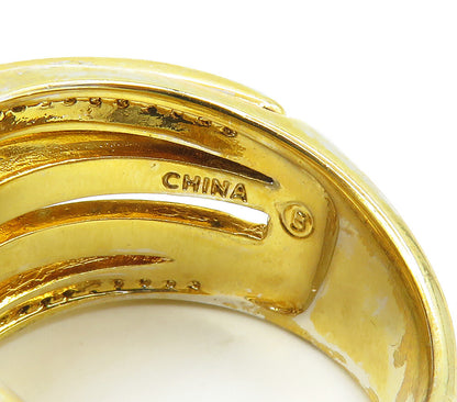925 Sterling Silver  Genuine Diamonds Gold Plated Split Band Ring Sz 7 RG15537