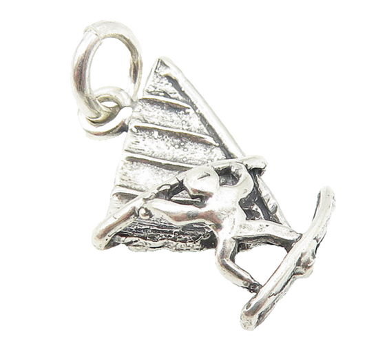 925 Sterling Silver  Vintage Petite Dark Tone Wind Surfer Pendant  PT8810