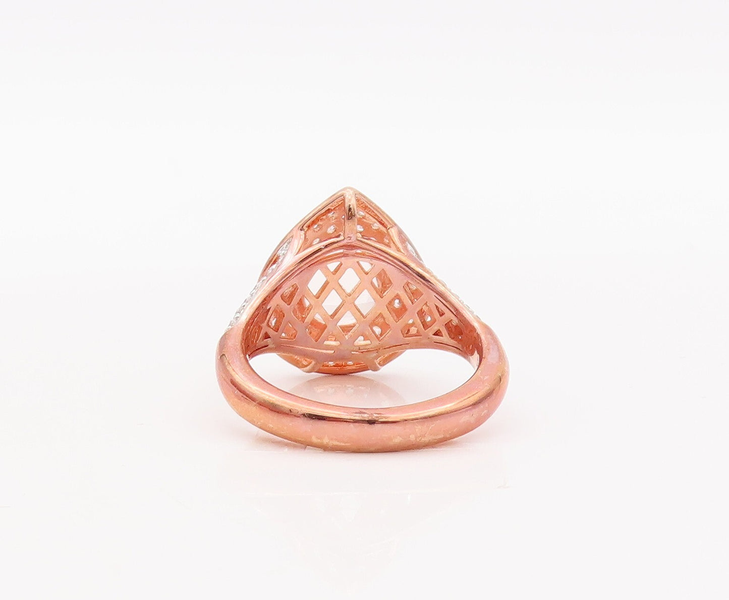 925 Sterling Silver Vintage Ring Rose Gold Plated Drop 2 Tone CZ  Sz 7  RG29321
