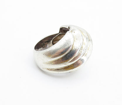925 Sterling Silver  Vintage Shiny Fluted Dome Design Band Ring Sz 5.5  RG7506