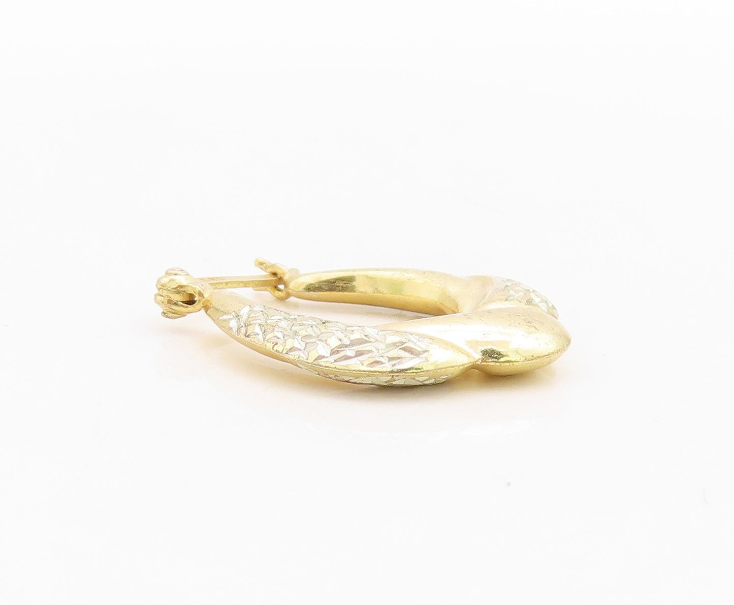 925 Sterling Silver Vintage Earrings Gold Plated Designer Carved Hoops  EG13221