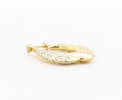 925 Sterling Silver Vintage Earrings Gold Plated Designer Carved Hoops  EG13221