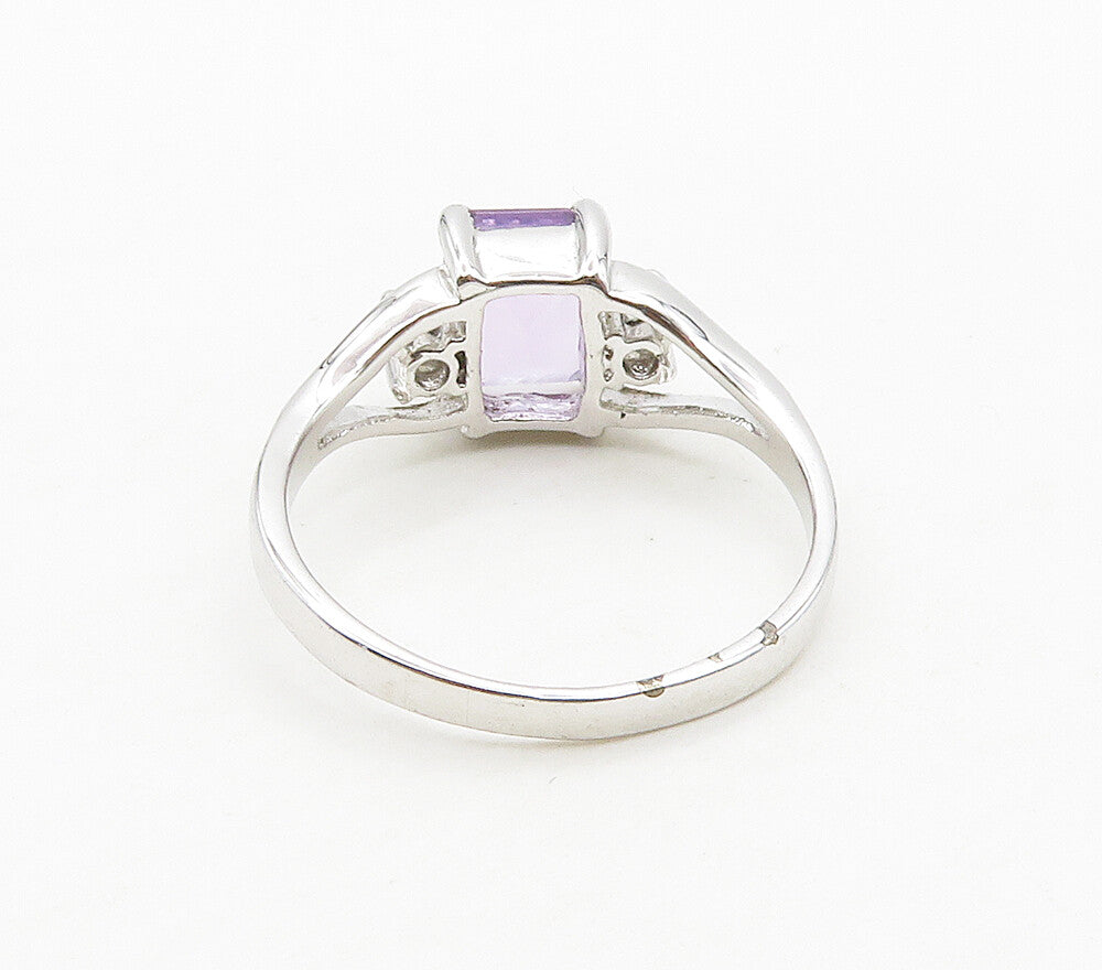 925 Sterling Silver  Amethyst & Topaz Shiny Split Band Ring Sz 8  RG15718
