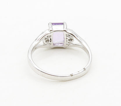 925 Sterling Silver  Amethyst & Topaz Shiny Split Band Ring Sz 8  RG15718