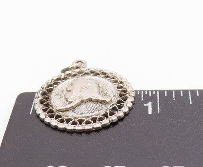925 Sterling Silver Vintage Pendant Antique Cutout Alaska Map Charm  PT24538