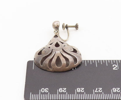 MEXICO 925 Silver  Vintage Antique Swirly Cutout Dangling Earrings  EG12648