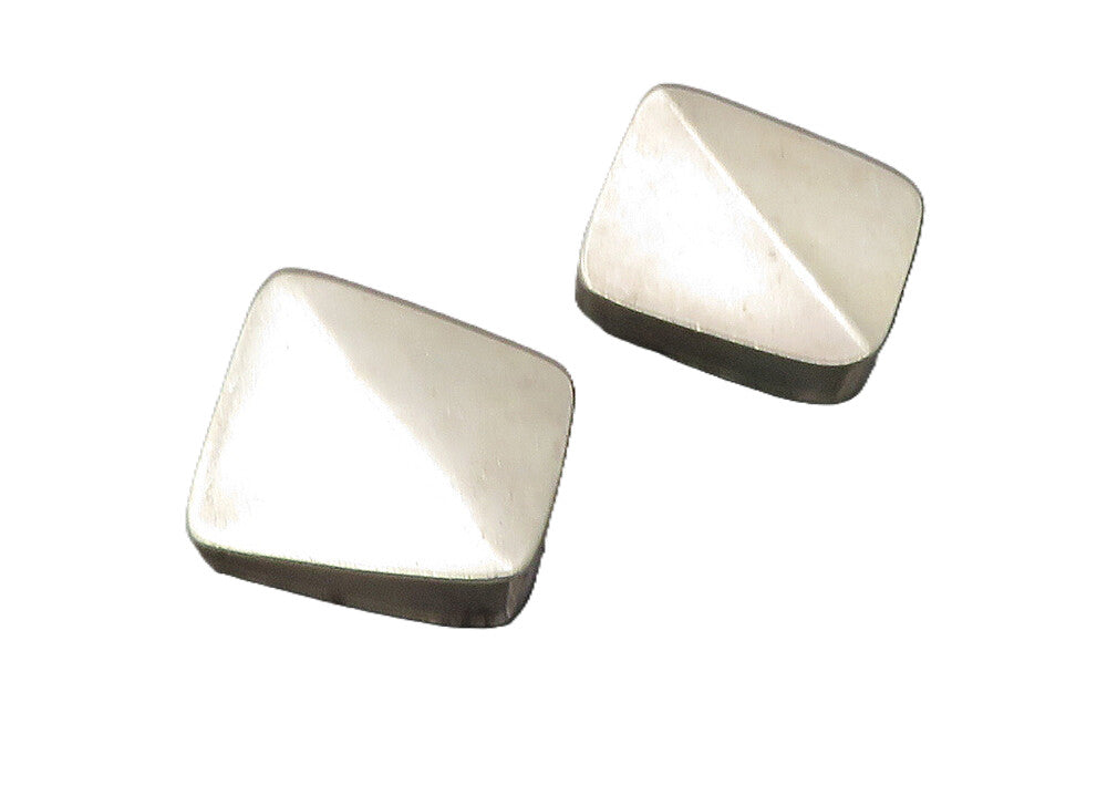 925 Sterling Silver  Vintage Shiny Smooth Square Non Pierce Earrings  EG5111
