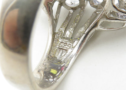 925 Sterling Silver Multi Color Topaz Floral Cocktail Ring Sz 9 RG10521