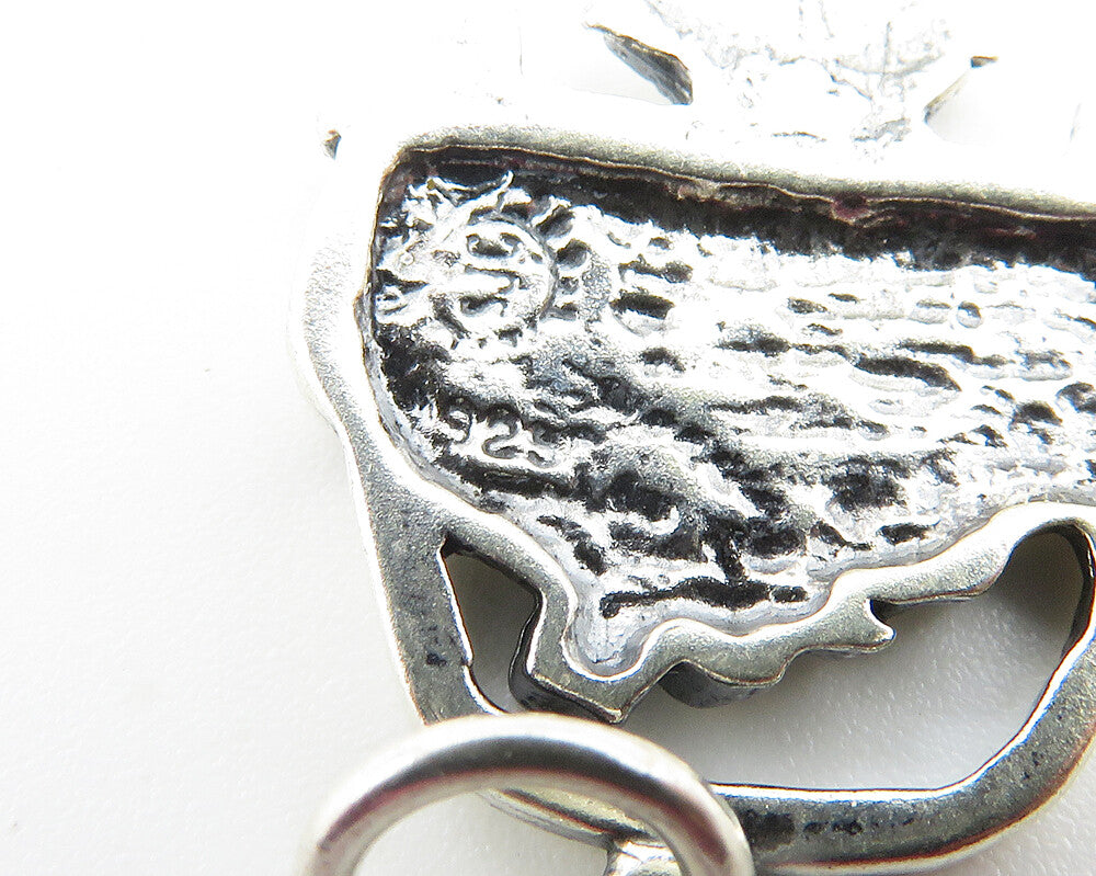 925 Sterling Silver  Vintage Shiny Etched Just Married Couple Pendant  PT8192