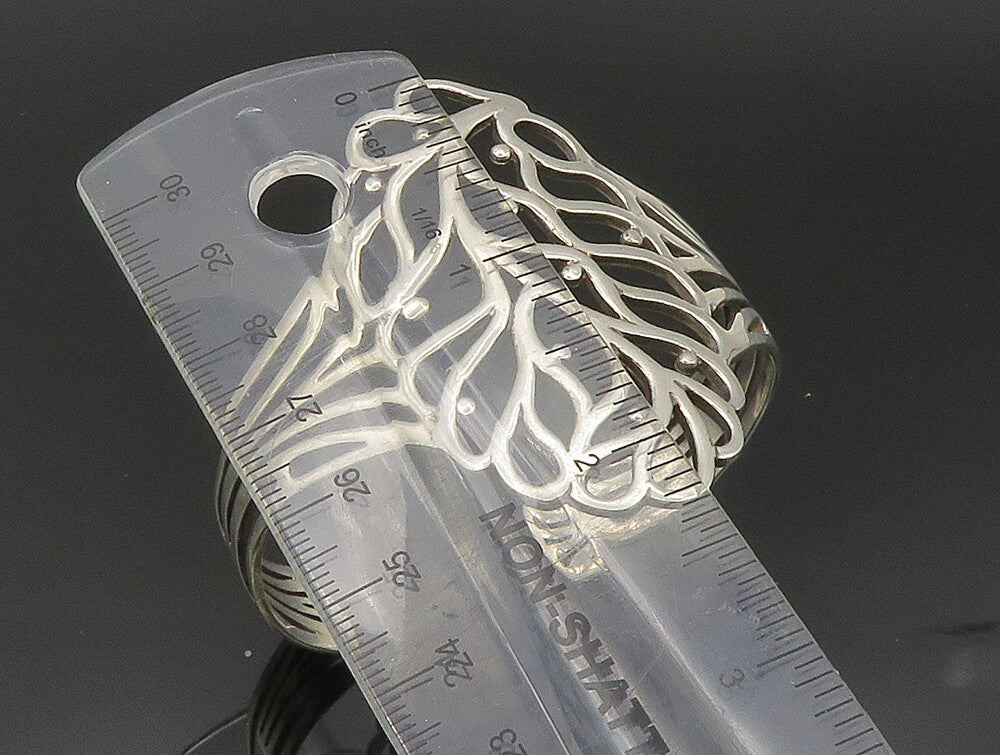 925 Sterling Silver  Vintage Tree Of Life Cutout Cuff Bracelet  BT9413