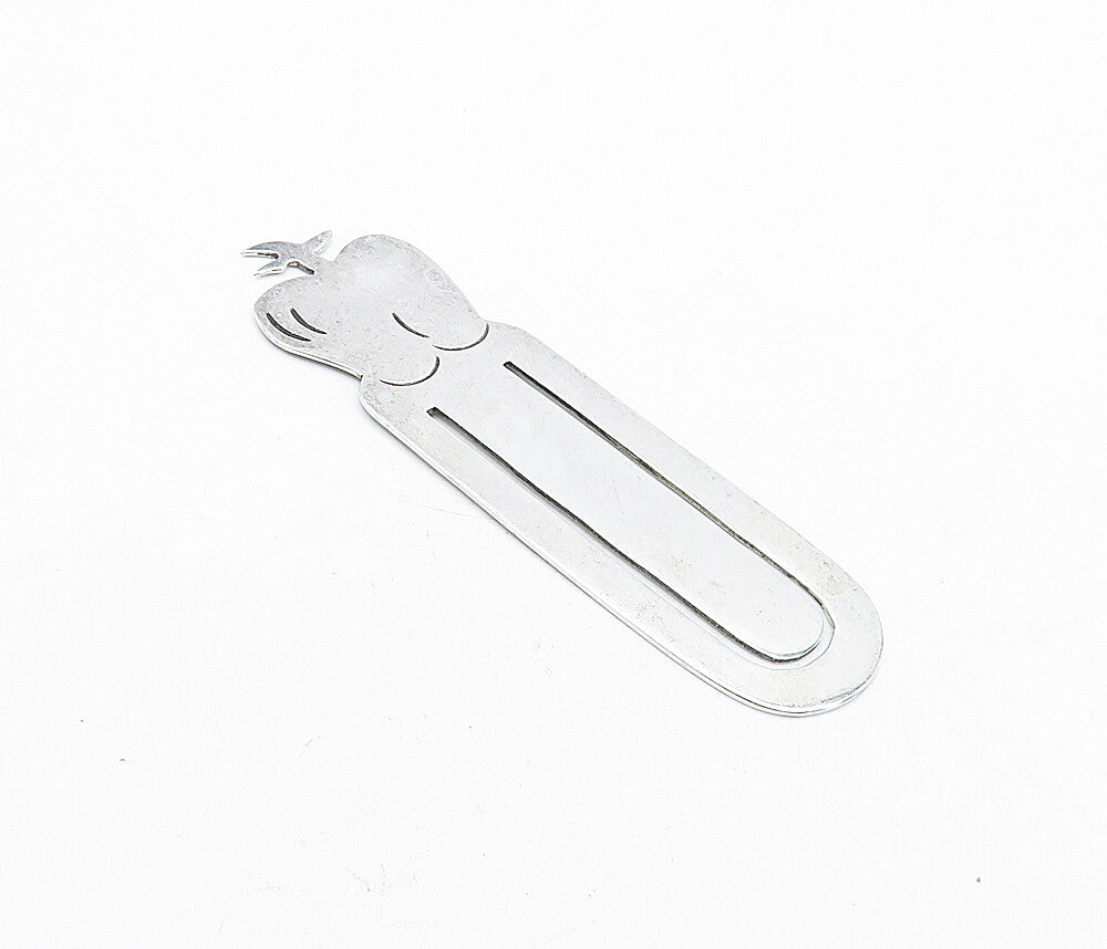 MEXICO 925 Sterling Silver  Vintage Shiny Etched Apple Motif Book Mark  TR1177