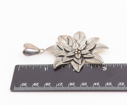 925 Sterling Silver Vintage Pendant Classic Etched Floral Petal Blossom  PT26019