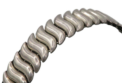 MEXICO 925 Sterling Silver  Vintage Smooth Shiny Swirl Chain Bracelet  BT6730