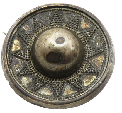 925 Sterling Silver  Vintage Antique Oxidized Etched Dome Brooch Pin  BP4473