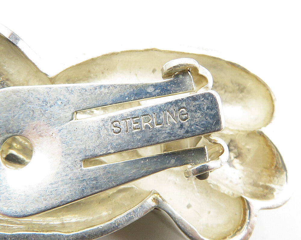 925 Sterling Silver  Vintage Shiny Fluted Non Pierce Drop Earrings  EG5475