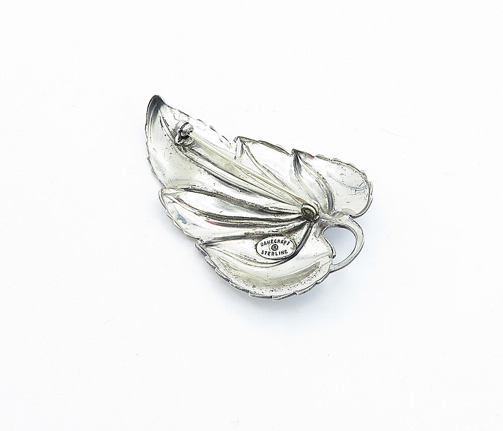DANECRAFT 925 Sterling Silver  Vintage Antique Single Leaf Brooch Pin  BP1196