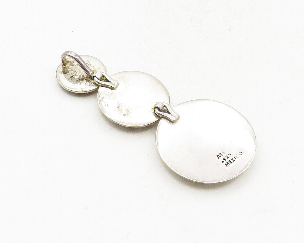 ATI MEXICO 925 Sterling Silver  Vintage Hammered Floral Cutout Pendant  PT7345